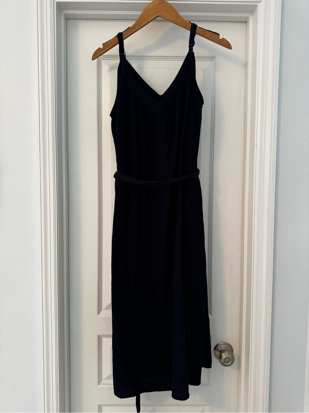 GAP Navy V-Neck Midi Dress with Self-Tie Belt